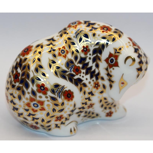 84 - Royal Crown Derby Paperweights: Russian Bear c/w collectors guild Poppy Mouse, both with gold stoppe... 