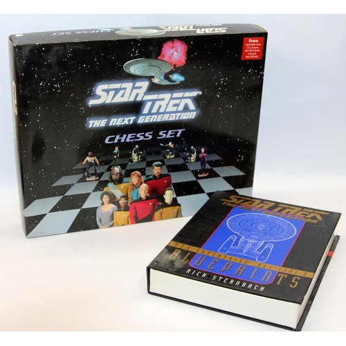 74 - Star Trek The Next Generation chess set, boxed c/w Star Trek The Next Generation USS Enterprise Blue... 