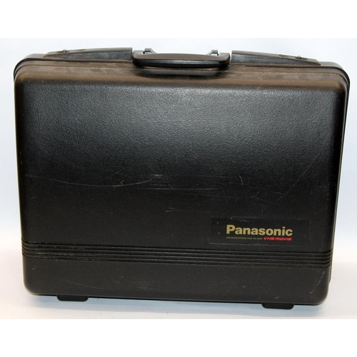 144 - Vintage Panasonic VHS movie camera model NV-M7B in original hard poly case with a full range of acce... 