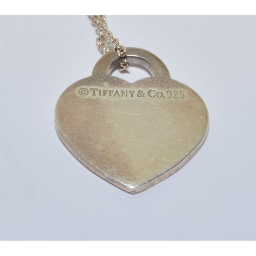 326 - Tiffany & Co silver heart necklace with pouch.