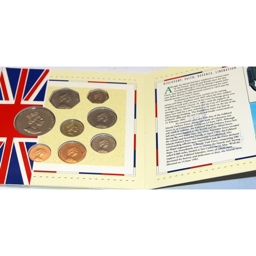 153 - 1992 Falkland Islands BU Coin Collection as issued by the Royal Mint. Includes Heritage Year 2 pound... 