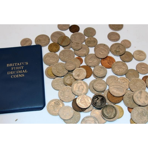 158 - A small collection of mostly GB coins and notes to include 5 pounds crown and 5 pound note