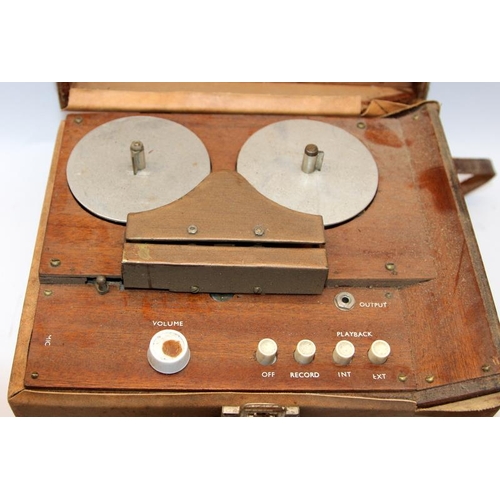 1 - Unusual vintage clockwork reel to reel tape recorder, possibly scratch built. for restoration. 25cms... 