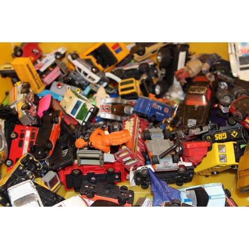 187 - Large crate of playworn die-cast model vehicles