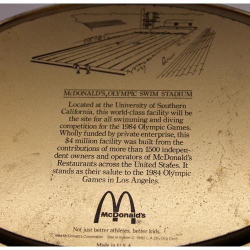 33 - Collectible McDonalds merchandising: Set of four Los Angeles 1984 Olympics tin trays, 28cms across l... 