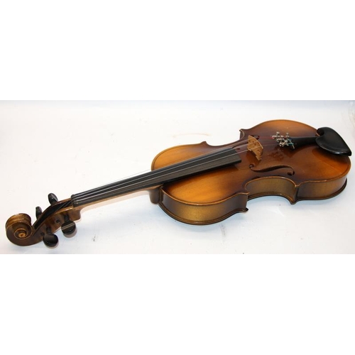 63 - Vintage Antonius Stradivarius Cremonensis 4/4 violin c/w hard case and shoulder rest. In good cosmet... 