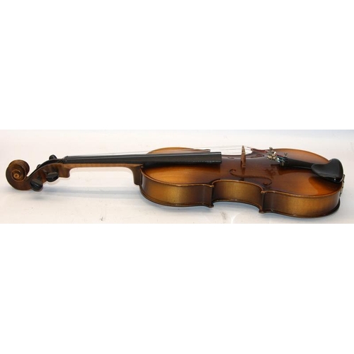 63 - Vintage Antonius Stradivarius Cremonensis 4/4 violin c/w hard case and shoulder rest. In good cosmet... 