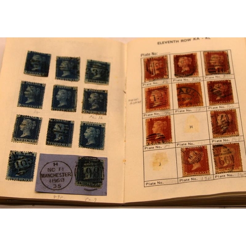 172 - Plating album for GB Penny reds with a good fill level, also includes a good number of 2d Blues on f... 