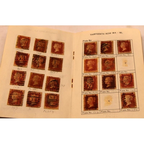 172 - Plating album for GB Penny reds with a good fill level, also includes a good number of 2d Blues on f... 