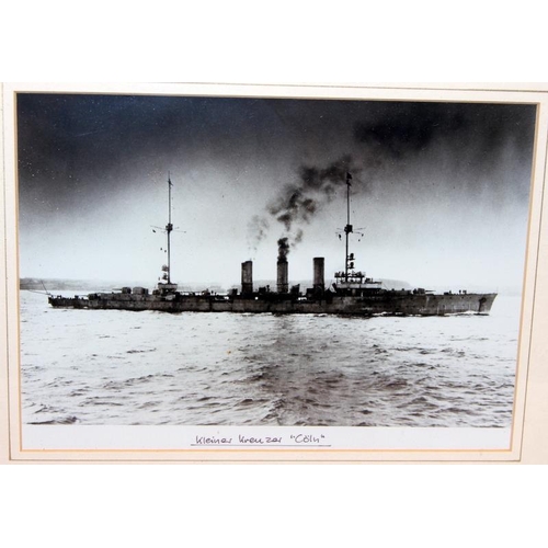 100 - 5 x WWII era framed black and white photographs of German battleships. Frame size 41cms x 33cms