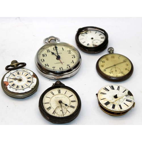 335 - A collection of watches, pocket watches (including silver) and clocks, all offered for spares/repair