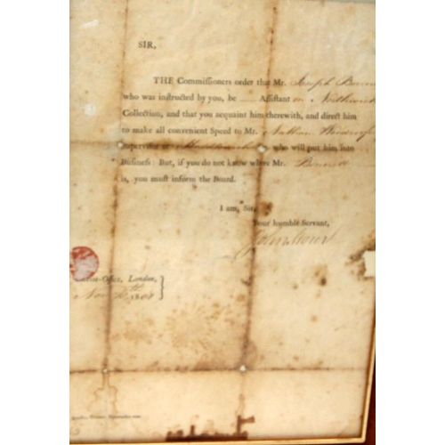 101 - A number of framed historical documents including Excise Office commission dated 1808, Royal Naval c... 