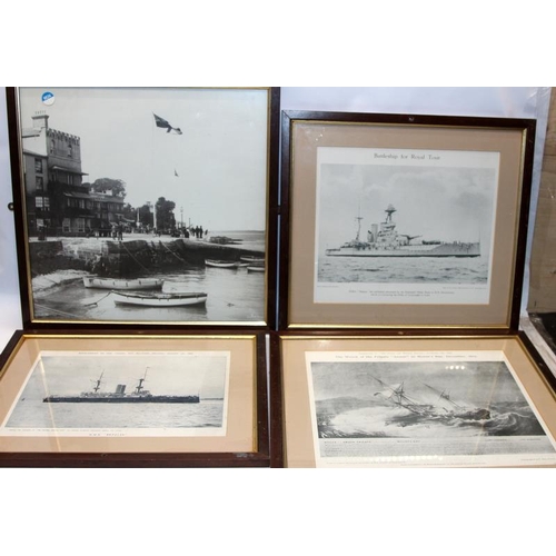 102 - Large collection of mostly WWII era framed photographs of Royal Naval ships. Largest frame is 41cms ... 