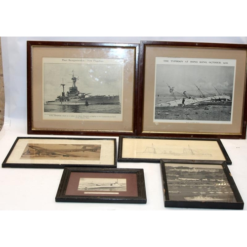 102 - Large collection of mostly WWII era framed photographs of Royal Naval ships. Largest frame is 41cms ... 