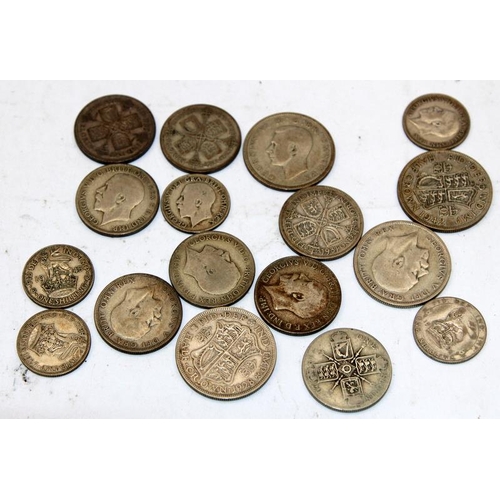 162 - A small collection of GB pre 1947 silver coins. Total weight 230g, of which pre 1919 is 65g