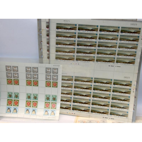 201 - Isle of Man Stamps: an number of mint full sheets c/w FDC's, presentation packs and PHQ post cards. ... 