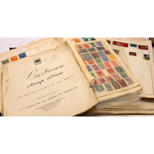 202 - A collection of hobby stamp albums with stamps from around the World, Includes early examples. 4 alb... 