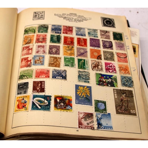 202 - A collection of hobby stamp albums with stamps from around the World, Includes early examples. 4 alb... 