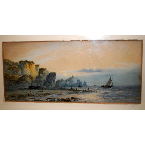 212 - William H Vernon (1820-1909) Original watercolour depicting a coastal scene. O/all frame size 78cms ... 