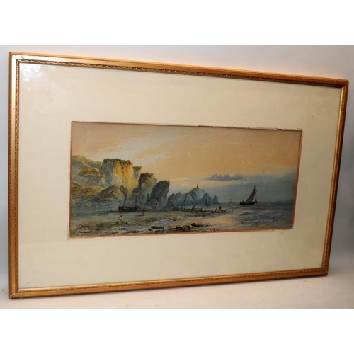 212 - William H Vernon (1820-1909) Original watercolour depicting a coastal scene. O/all frame size 78cms ... 