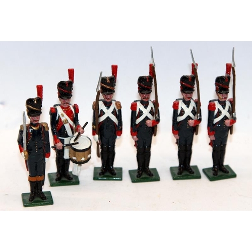 55 - Tradition of London cast metal model soldiers: Napoleonic Wars French Infantry, 6 figures c/w 8 x Fr... 