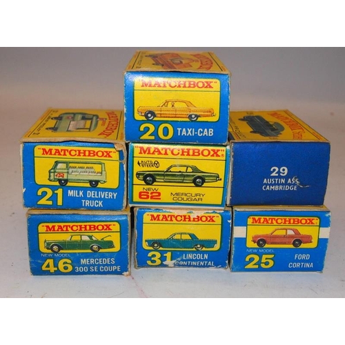 108 - Vintage early Matchbox diecast vehicles. 7 in lot, all boxed