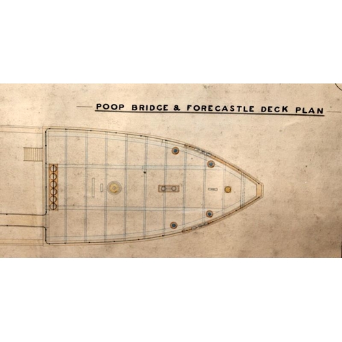 217 - Victorian framed hand drawn draughtsman's technical drawing of a steam ship as designed by John Elde... 