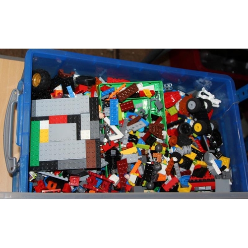 231 - three tubs of lego including part built vehicles build instructions and minifigs. Includes part buil... 