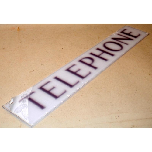 237 - GPO K6 Red telephone box 'TELEPHONE' sign, clear perspex with protective film still attached. 64cms ... 