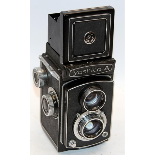 239 - Vintage twin lens reflex cameras: Yashica A and Rolleicord Model 3 medium format TLR's