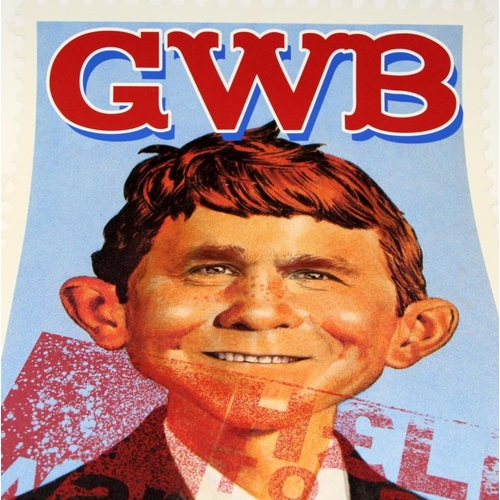 243 - James Cauty (1956-) George W Bush satirical poster in the style of MAD magazine character Alfred E N... 