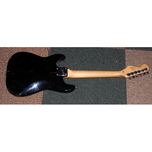 255 - Fender Squier Mini 3/4 size practice electric guitar, black body