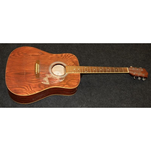 256 - Earthwood Autumn Leaves hand crafted acoustic guitar model ref:GA1300BN c/w a vintage Suzuki violin ... 