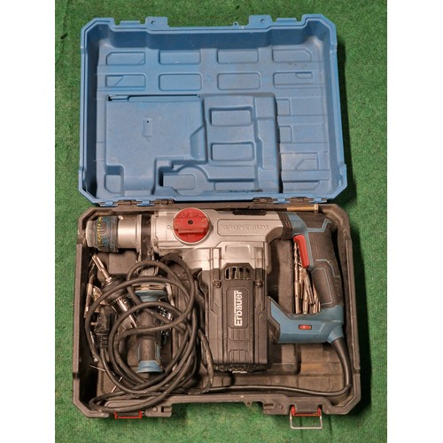 380 - An Erbauer corded hammer drill c/w drill bits in hard case.