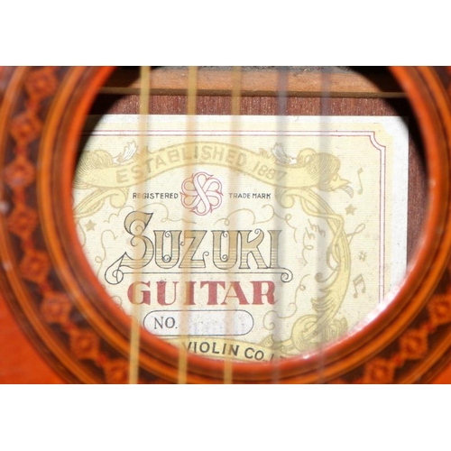 256 - Earthwood Autumn Leaves hand crafted acoustic guitar model ref:GA1300BN c/w a vintage Suzuki violin ... 