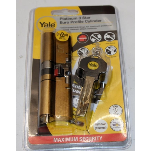 265 - 9 x Yale platinum 3 star euro profile cylinder maximum security locks. All new and blister packed