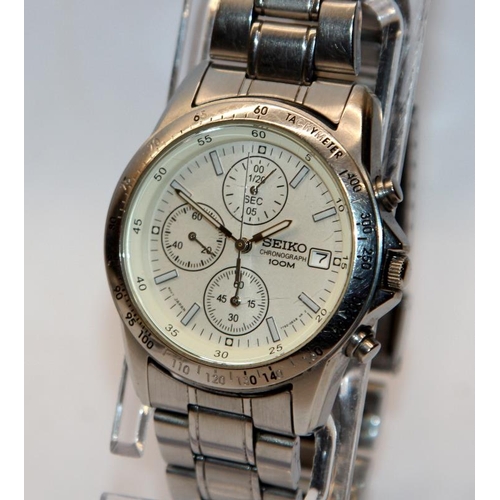 336 - Seiko Gents Quartz Chronograph ref:7T92-0DW0. Working at time of listing.