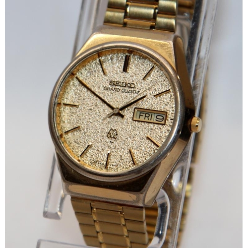 366 - Quality vintage Seiko Grand Quartz gents dress watch model ref:9943-8020 with gold dust dial. Serial... 