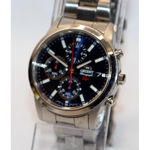 371 - Orient (subsidiary of Seiko) gents quartz SP Chronograph ref:KU00-C0-B. All original, seen working a... 