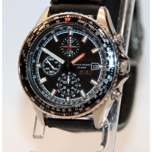 349 - Rare Seiko ANA Flightmaster gents quartz chronograph ref:7T92-0CF0. Seen working at time of listing