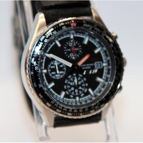 349 - Rare Seiko ANA Flightmaster gents quartz chronograph ref:7T92-0CF0. Seen working at time of listing