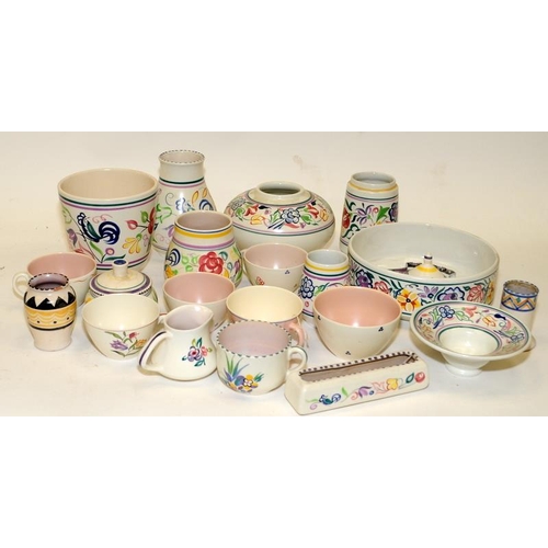 319 - Large collection of Poole Pottery in the traditional pattern including some early pieces