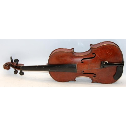 310 - Charles Buthod (1810-1889) antique 4/4 violin with bow in original case. Restorative work required b... 