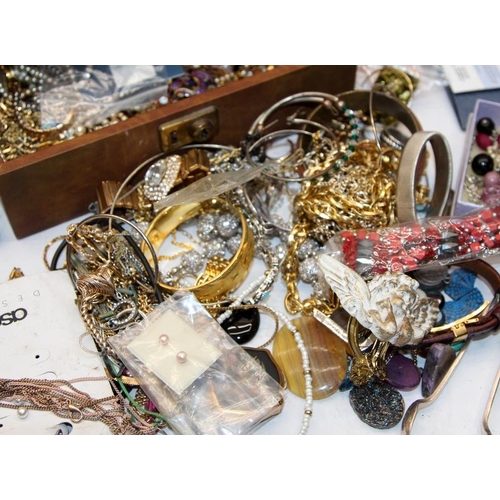 380 - A collection of costume jewellery, loose and in a jewellery box