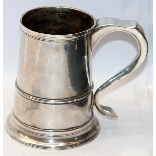 385 - Stunning George III provincial Sterling Silver heavy gauge tankard. Made by silversmiths John Langla... 