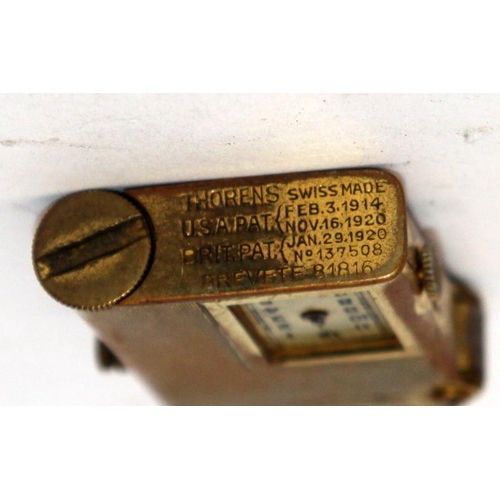 85 - Rare 1920's Art Deco Thorens petrol push button combination watch/lighter. Restoration project