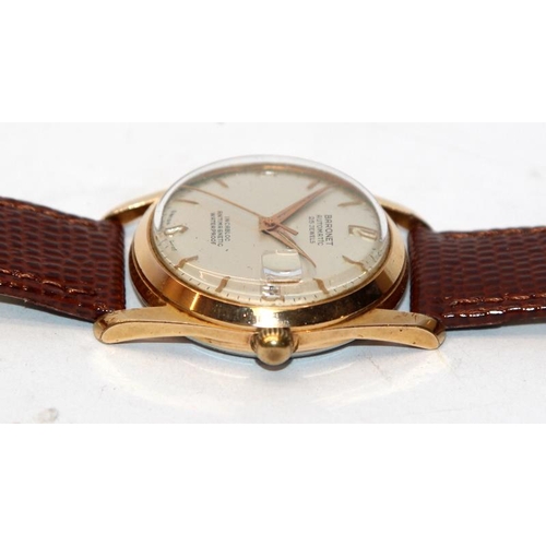 380A - Vintage 1950's gents Baronet 25 jewels automatic bumper watch, 32mm across not including crown c/w v... 