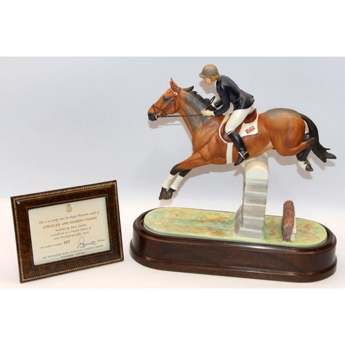 323 - Royal Worcester equestrian statuette of Stroller and Marion Coakes. Designed by Doris Lindner with a... 