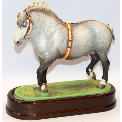 324 - Royal Worcester equestrian statuette of a Percheron Stallion. Designed by Doris Lindner with an edit... 