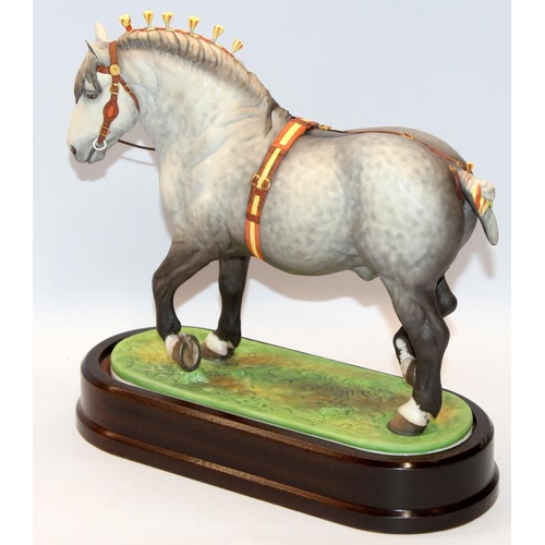 324 - Royal Worcester equestrian statuette of a Percheron Stallion. Designed by Doris Lindner with an edit... 